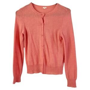 J. Crew Pink Alpaca Wool Blend Knit Button Front Cardigan Sweater Size Medium